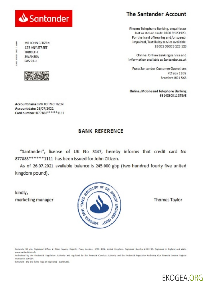 Royaume , Uni , Santander , reference